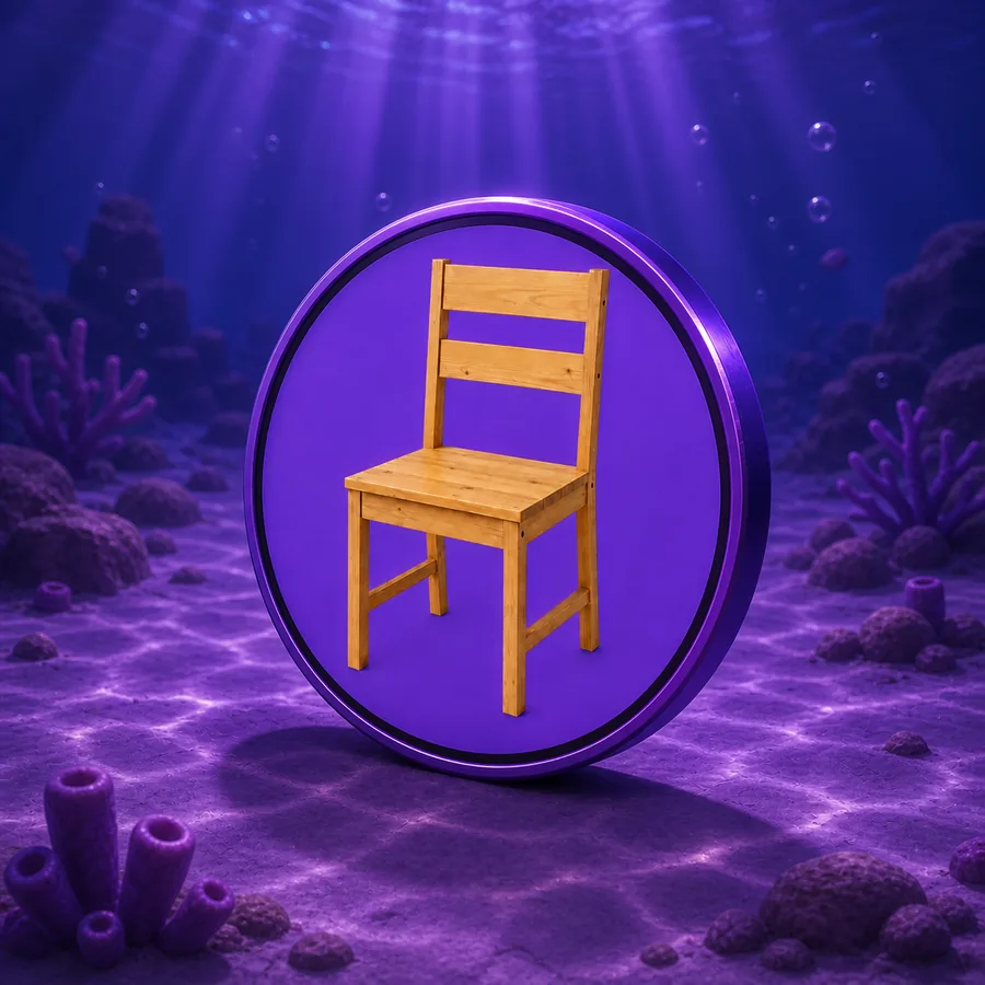 The chair coin resting on the seabed